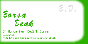 borsa deak business card